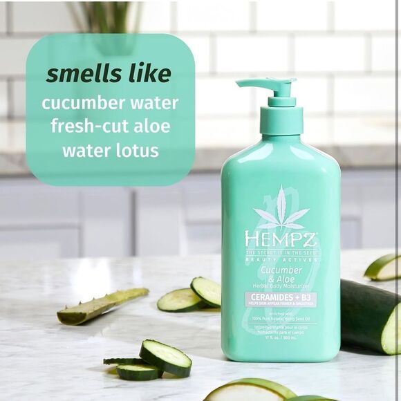 Hempz Body Lotion - Cucumber & Aloe Herbal Limited Edition Daily lotion 17 OZ - Picture 3 of 7
